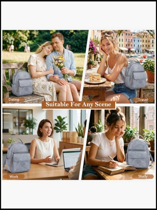 Mini PU Leather Backpack Purse Lightweight Daypack Convertible Shoulder Bag main image 6